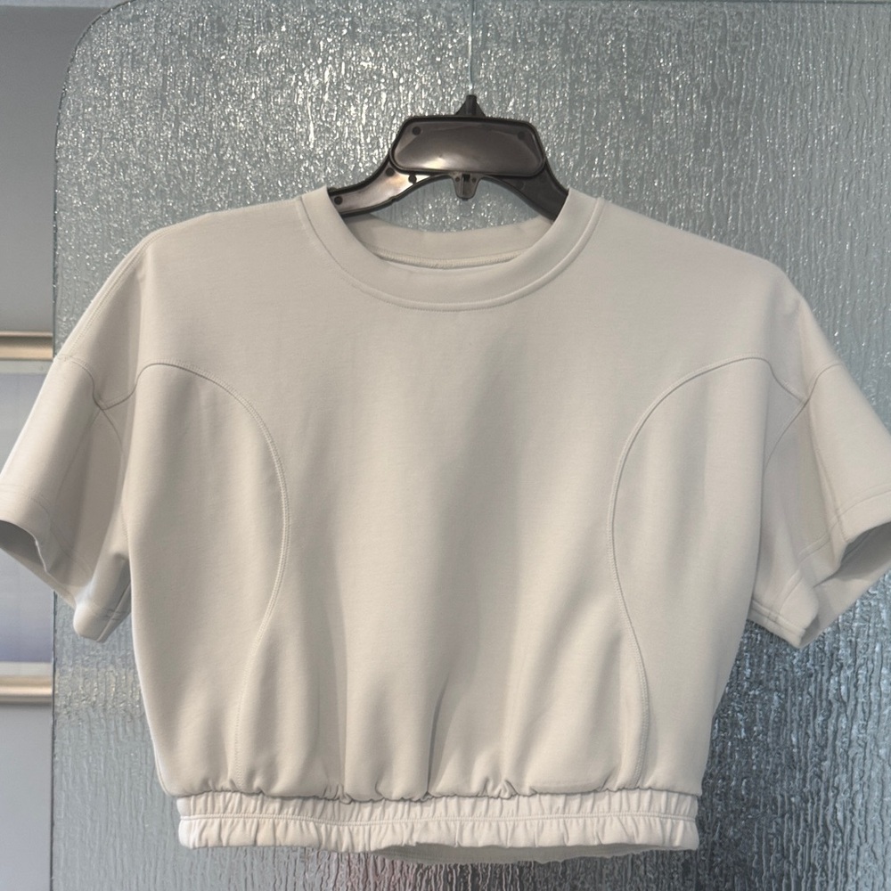lululemon athletica White Short Sleeve Cropped Tee -super buttery material